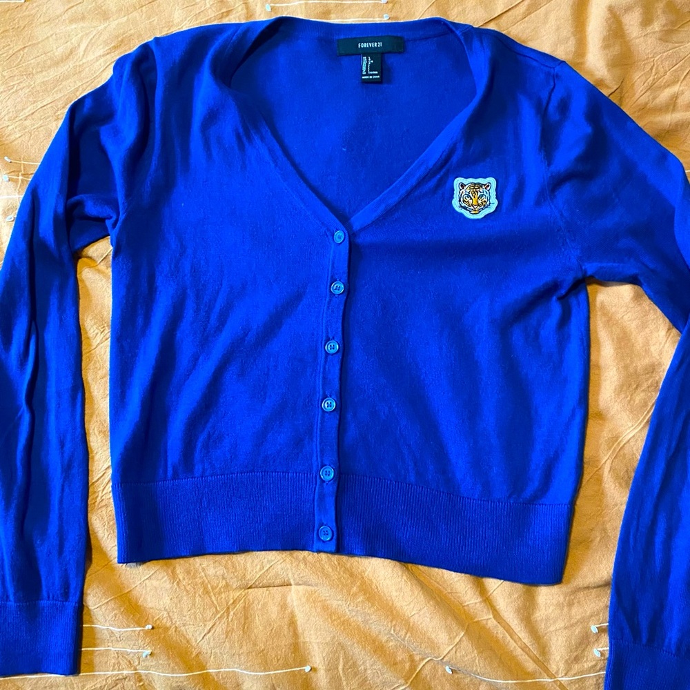 Blue Sweater Tiger Patch